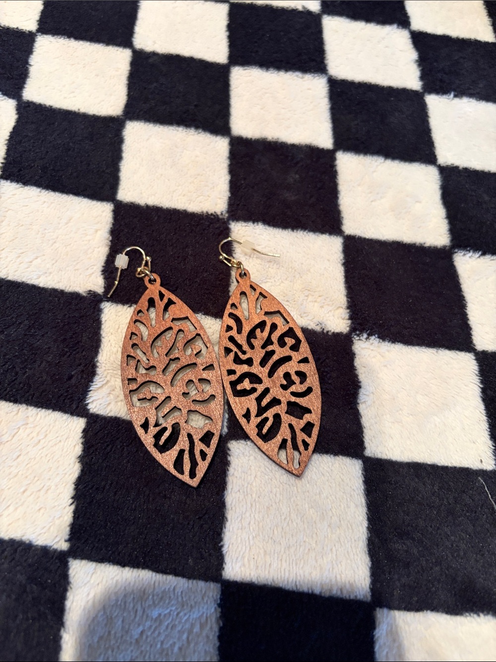 Rust Brown Filigree Leaf Drop Earrings - Women Jewelry